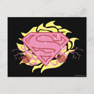 Supergirl Pink Flowers Postcard