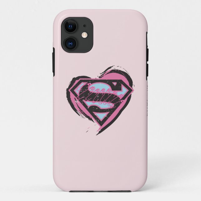 Supergirl Pink Logo in Heart Case-Mate iPhone Case (Back)