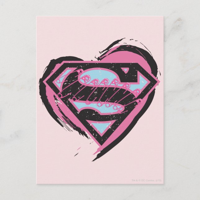 Supergirl Pink Logo in Heart Postcard (Front)
