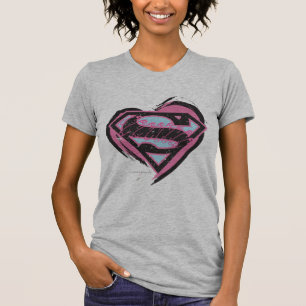 Supergirl Pink Logo in Heart T-Shirt