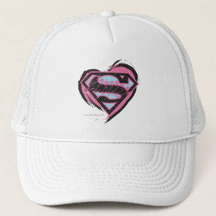 Supergirl Pink Logo in Heart Trucker Hat