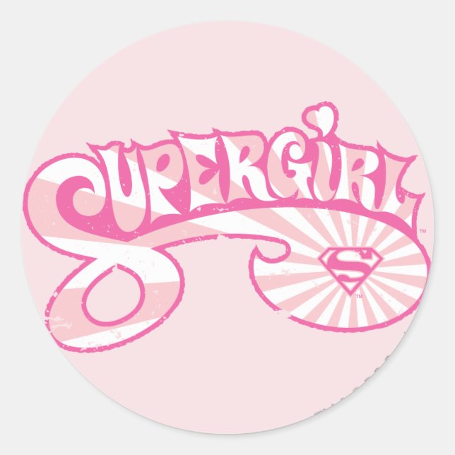 Supergirl Pink Logo Star Burst Classic Round Sticker (Front)