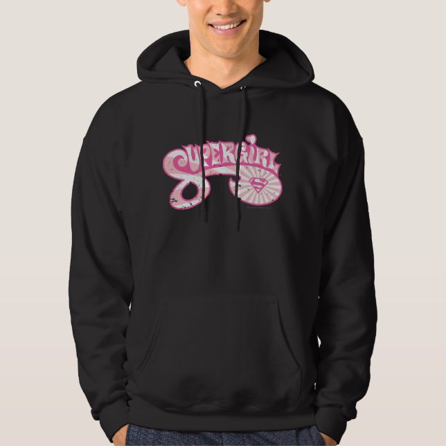 Supergirl Pink Logo Star Burst Hoodie (Front)