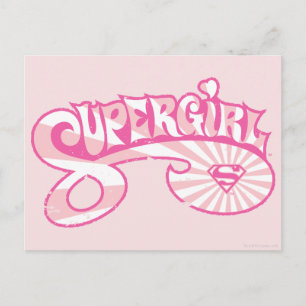 Supergirl Pink Logo Star Burst Postcard