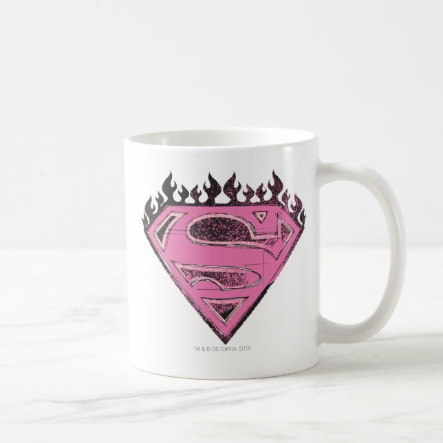 Supergirl Pink Logo with Flames Coffee Mug (Right)