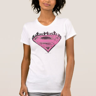 Supergirl Pink Logo with Flames T-Shirt