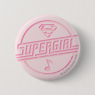 Supergirl Pink Music Note 6 Cm Round Badge
