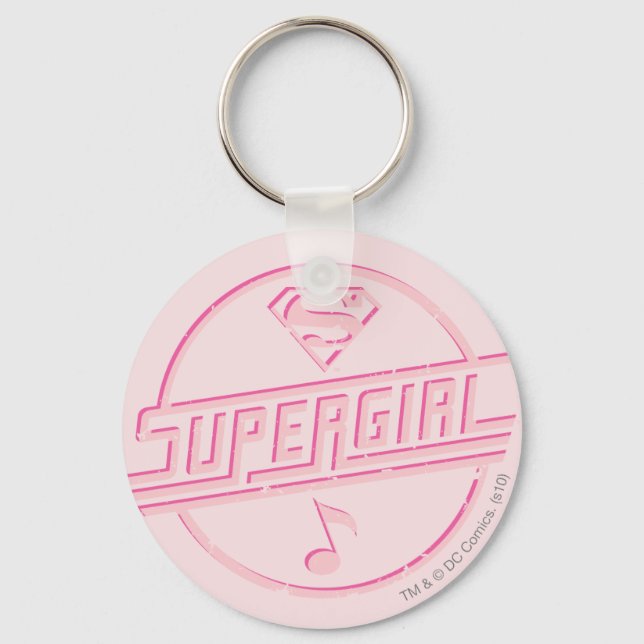 Supergirl Pink Music Note Key Ring (Front)