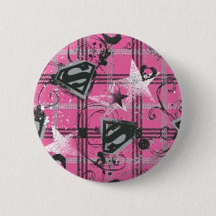 Supergirl Pink Splatter Square 6 Cm Round Badge