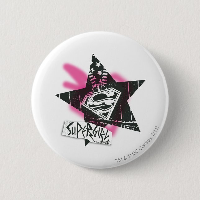 Supergirl Pink Spray Paint Star 6 Cm Round Badge (Front)