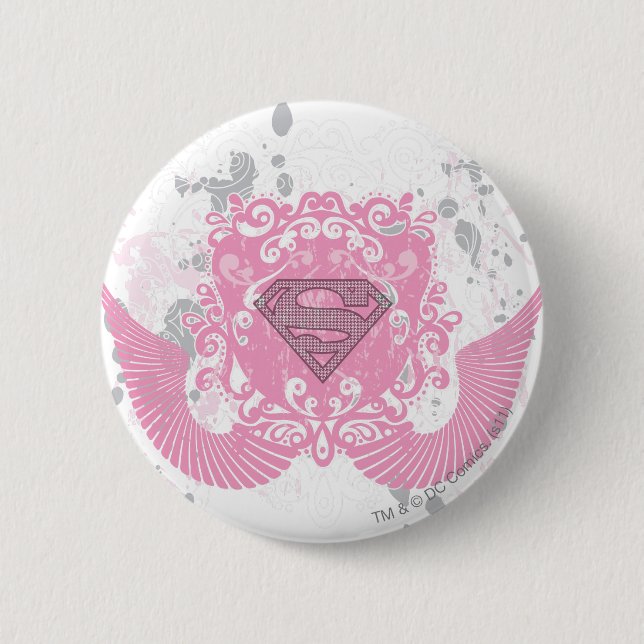 Supergirl Pink Winged Design 6 Cm Round Badge (Front)