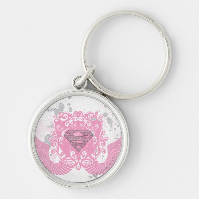 Supergirl Pink Winged Design Key Ring (Front)
