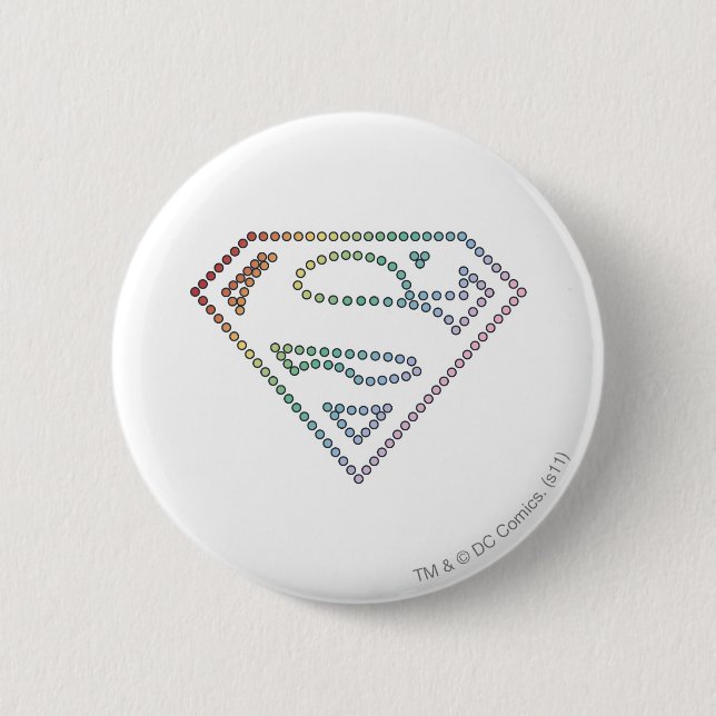 Supergirl Rainbow Outline Logo 6 Cm Round Badge (Front)