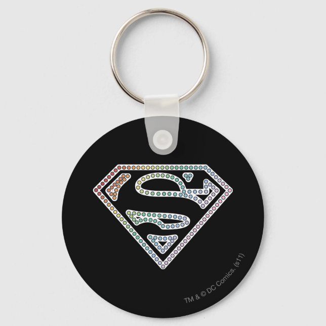 Supergirl Rainbow Outline Logo Key Ring (Front)