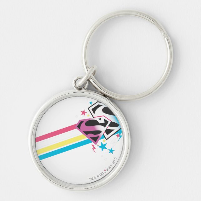 Supergirl Rainbow Stripes Key Ring (Front)