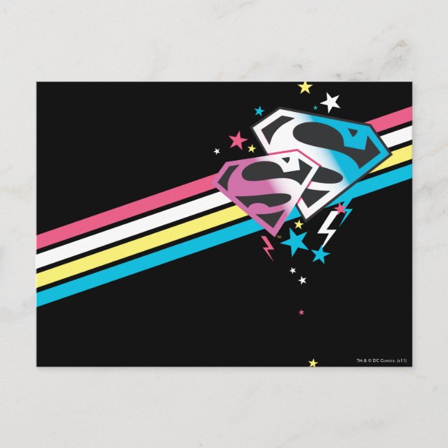 Supergirl Rainbow Stripes Postcard (Front)