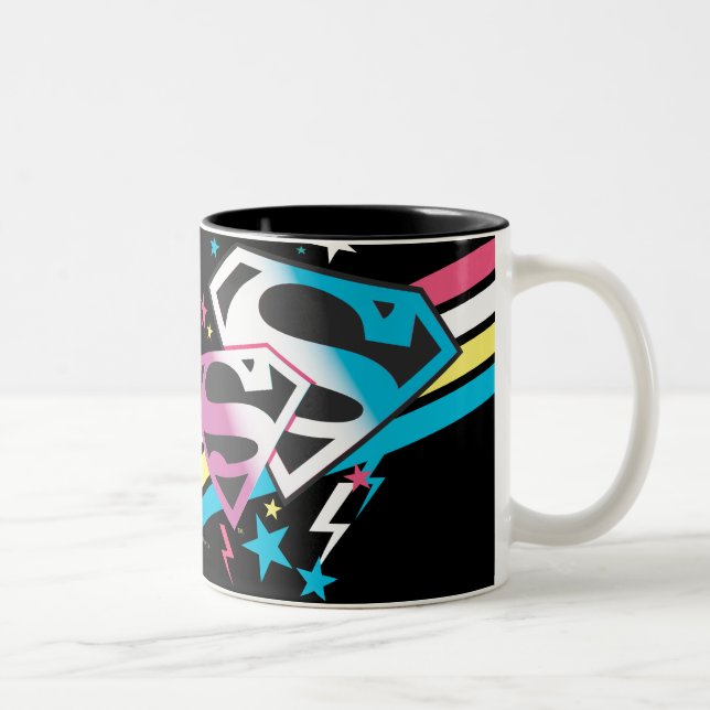 Supergirl Rainbow Stripes Two-Tone Coffee Mug (Right)