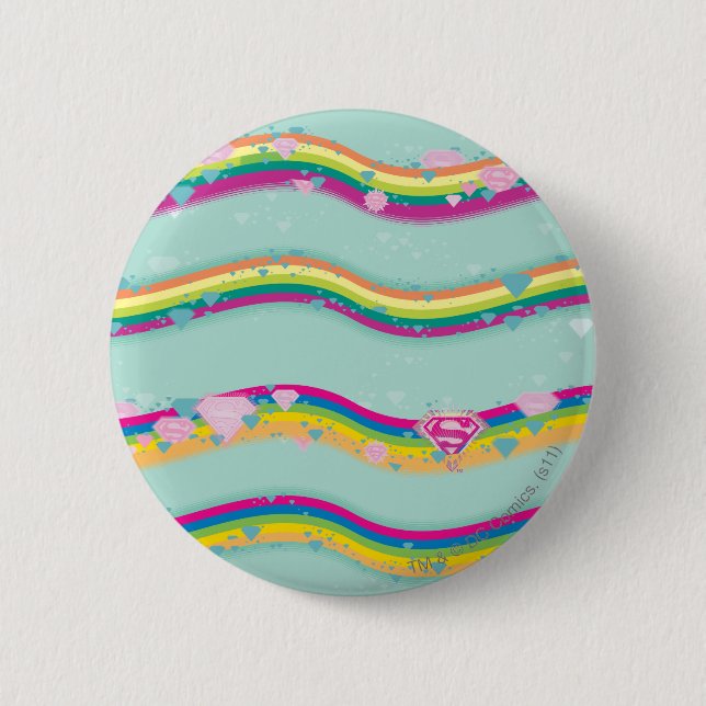 Supergirl Rainbow Waves Green 6 Cm Round Badge (Front)