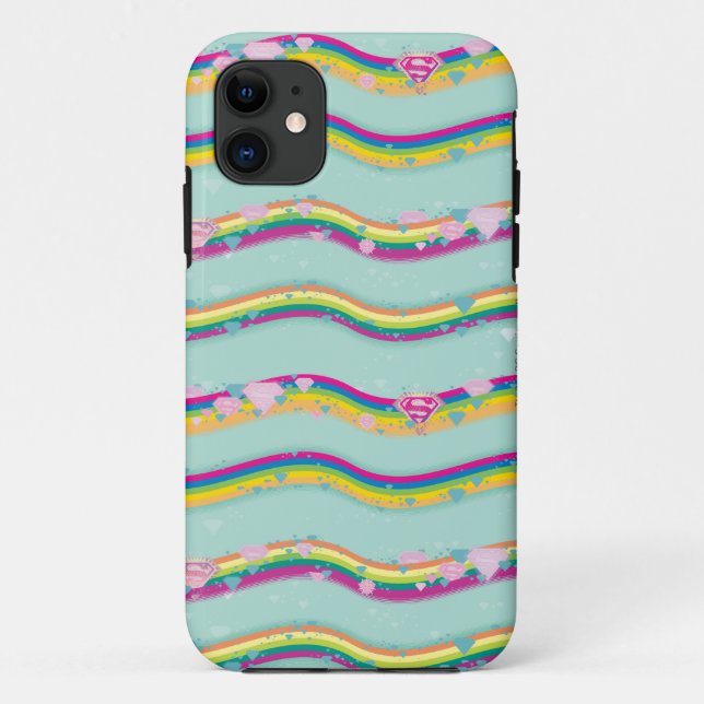 Supergirl Rainbow Waves Green Case-Mate iPhone Case (Back)