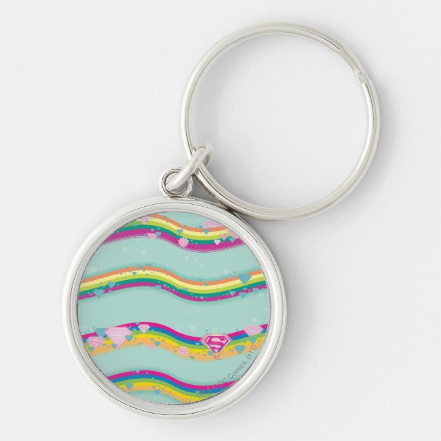 Supergirl Rainbow Waves Green Key Ring (Front)