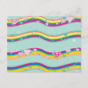 Supergirl Rainbow Waves Green Postcard