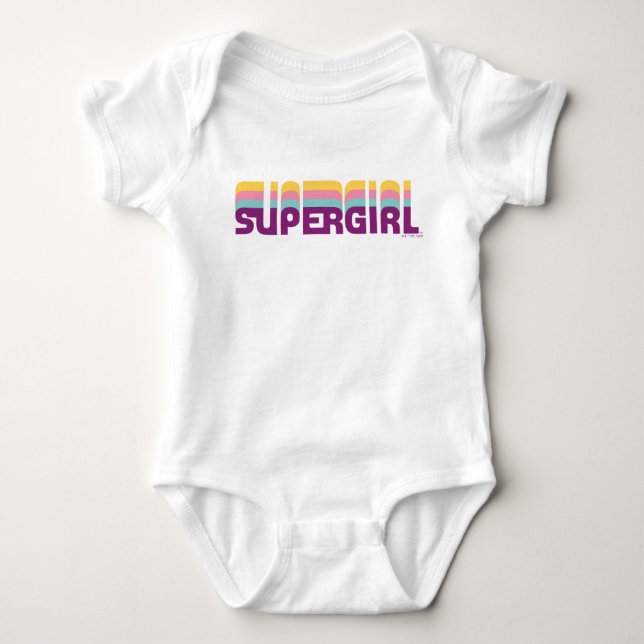 Supergirl Retro Colorshift Graphic Baby Bodysuit (Front)