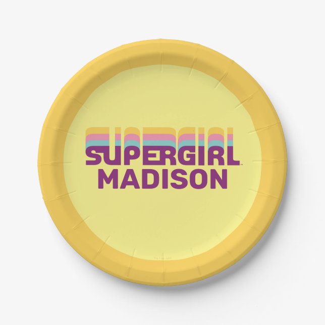 Supergirl Retro Colorshift Graphic Paper Plate (Front)