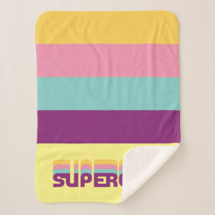 Supergirl Retro Colorshift Graphic Sherpa Blanket