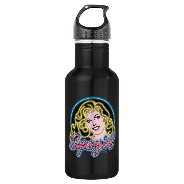 Supergirl Retro Neon Lights Graphic 532 Ml Water Bottle (Front)