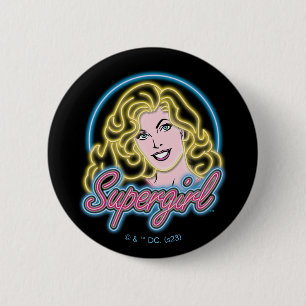 Supergirl Retro Neon Lights Graphic 6 Cm Round Badge