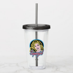 Supergirl Retro Neon Lights Graphic Acrylic Tumbler