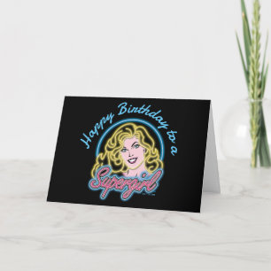 Supergirl Retro Neon Lights Graphic Card