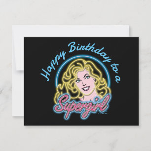 Supergirl Retro Neon Lights Graphic Card
