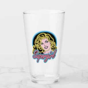 Supergirl Retro Neon Lights Graphic Glass