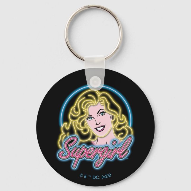 Supergirl Retro Neon Lights Graphic Key Ring (Front)