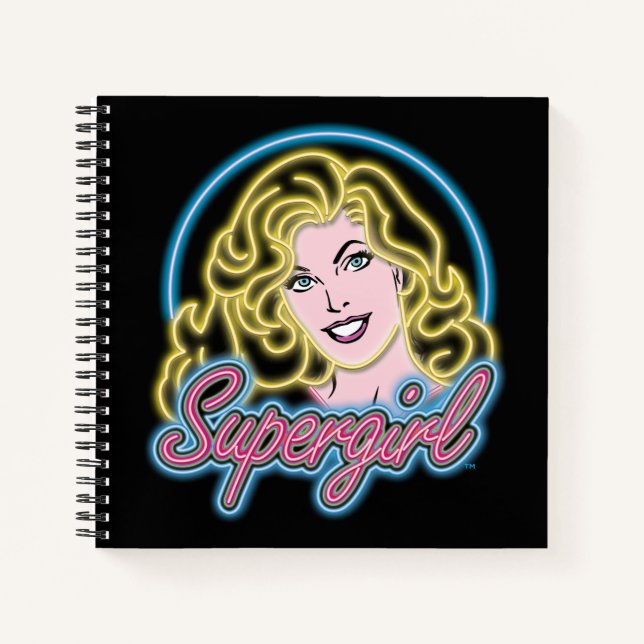 Supergirl Retro Neon Lights Graphic Notebook (Front)