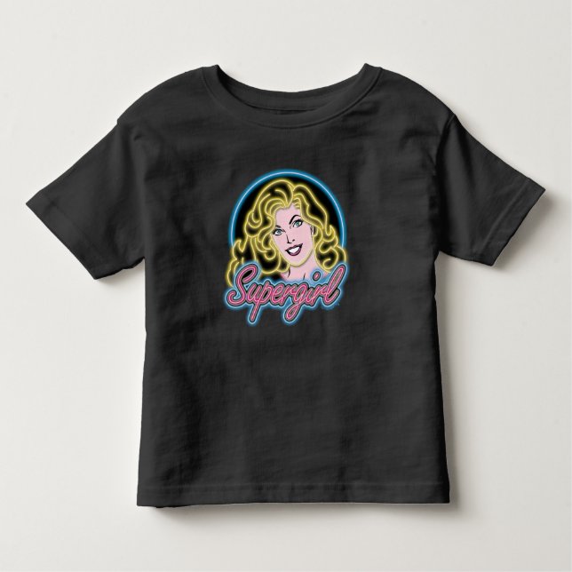 Supergirl Retro Neon Lights Graphic Toddler T-Shirt (Front)