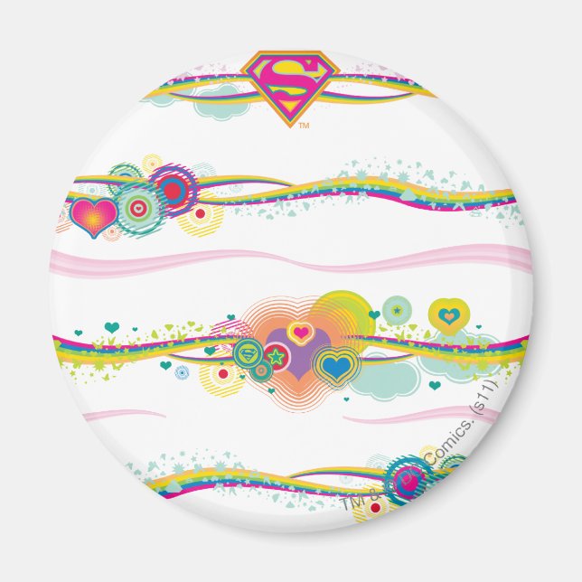 Supergirl Retro Rainbow Magnet (Front)