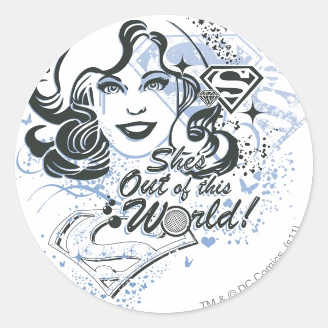 Supergirl She's Out of this World! Classic Round Sticker (Front)