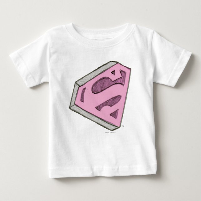 Supergirl Sketched Pink Logo Baby T-Shirt (Front)