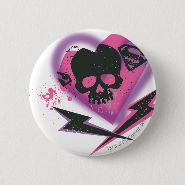 Supergirl Skulls and Lightning 6 Cm Round Badge (Front)