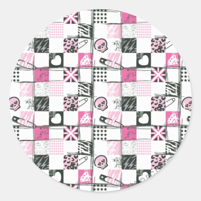 Supergirl Skulls and Pins Pattern Classic Round Sticker (Front)