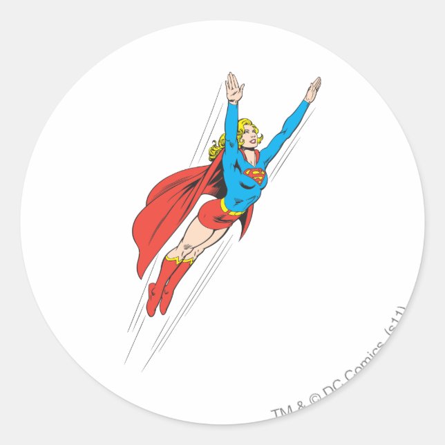 Supergirl Soars High Classic Round Sticker (Front)