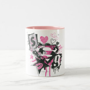 Supergirl Spills and Scribbles Collage Two-Tone Coffee Mug