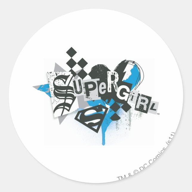 Supergirl Spills and Splatter Classic Round Sticker (Front)