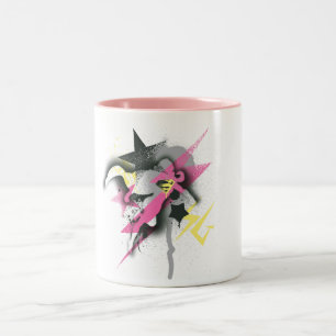 Supergirl Spray Paint Two-Tone Coffee Mug