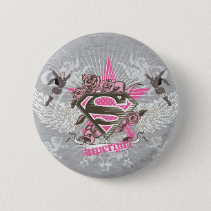 Supergirl Star and Roses 6 Cm Round Badge