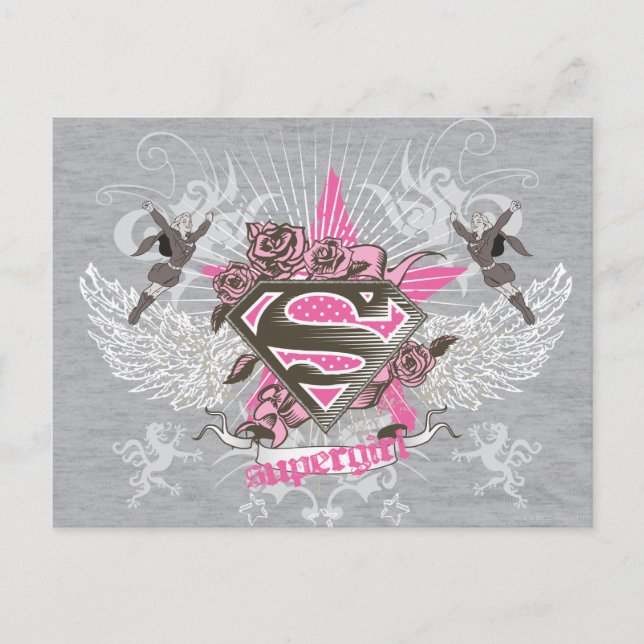 Supergirl Star and Roses Postcard (Front)