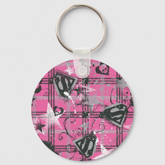 Supergirl Stars and Skulls Pattern Key Ring (Front)