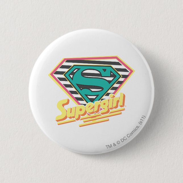 Supergirl Striped Logo 6 Cm Round Badge (Front)